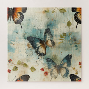 Colourful Vintage Butterflies and Flowers (7) Jigsaw Puzzle