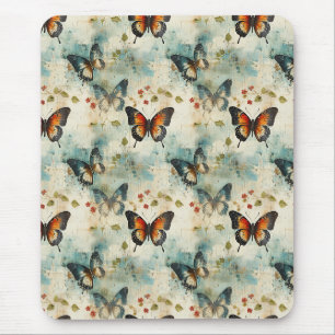 Colourful Vintage Butterflies and Flowers (7) Mouse Pad
