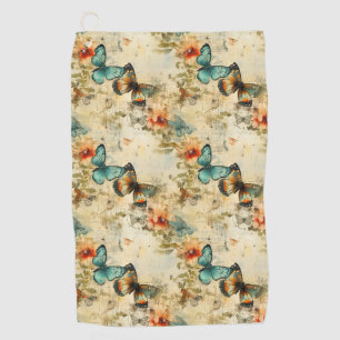 Colourful Vintage Butterflies and Flowers (8) Golf Towel