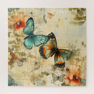 Colourful Vintage Butterflies and Flowers (8) Jigsaw Puzzle