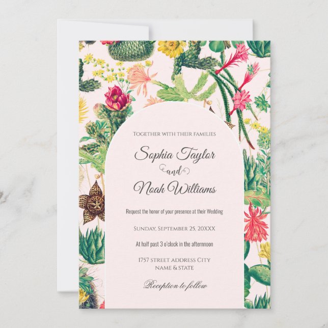 Colourful Vintage Cactus Collection Invitation (Front)