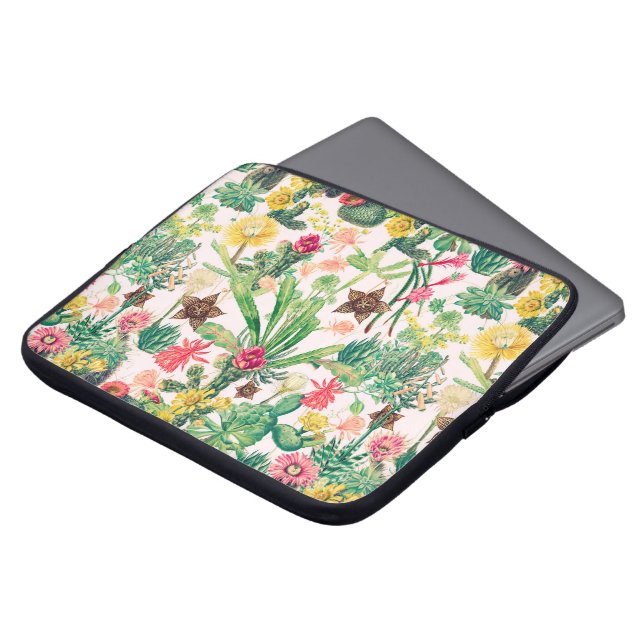 Colourful Vintage Cactus Collection Laptop Sleeve (Front Top)