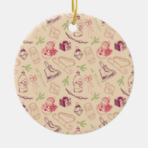 Colourful vintage christmas chalk toys ceramic tree decoration
