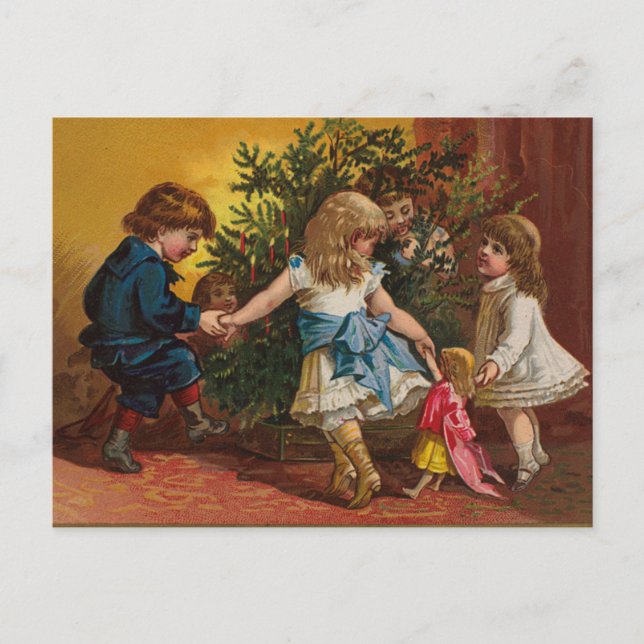 Colourful vintage Christmas games card (Front)