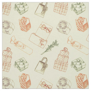 Colourful vintage christmas gift box pattern fabric