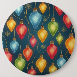 Colourful, vintage Christmas lights decor 6 Cm Round Badge