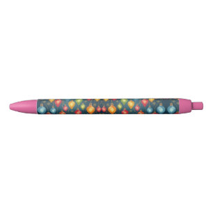 Colourful, vintage Christmas lights decor Black Ink Pen
