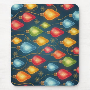 Colourful, vintage Christmas lights decor Mouse Pad