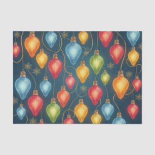 Colourful, vintage Christmas lights decor Tissue Paper