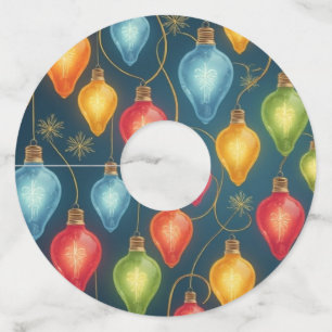 Colourful, vintage Christmas lights decor Wine Glass Tag