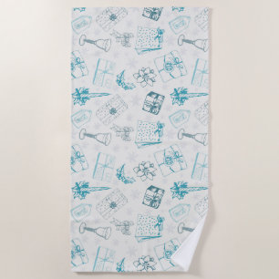 Colourful vintage christmas pattern beach towel