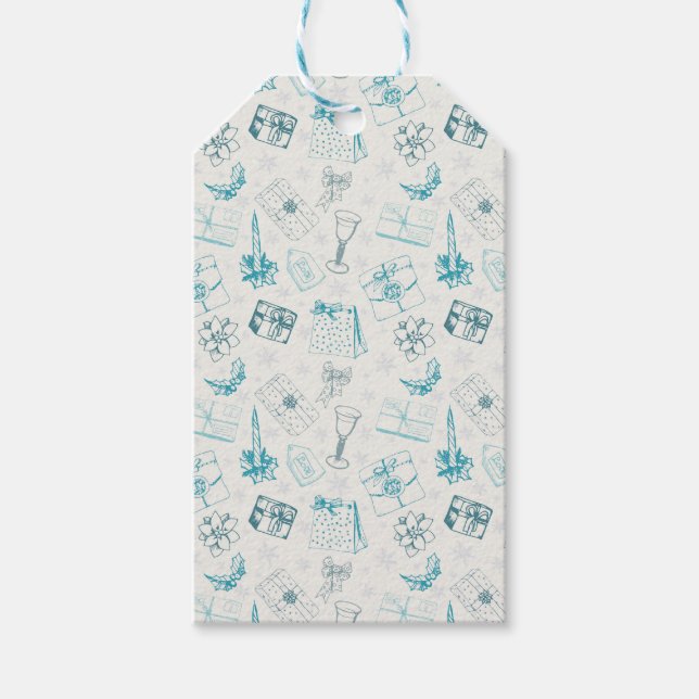 Colourful vintage christmas pattern gift tags (Front)