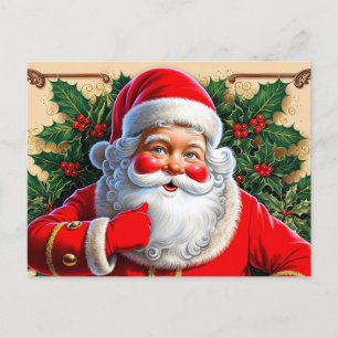 Colourful Vintage Christmas Santa Claus Holiday Postcard