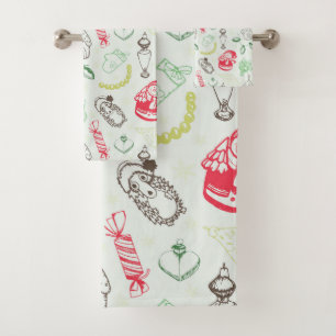 Colourful vintage christmas snowman bath towel set