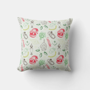 Colourful vintage christmas snowman cushion