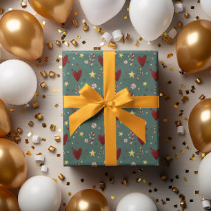 Colourful Vintage Christmas Theme Pattern Wrapping Paper