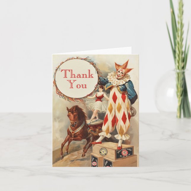 Colourful Vintage Clown Children's Thank You (Front)