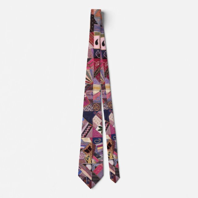 Colourful Vintage Crazy Quilt Tie (Front)