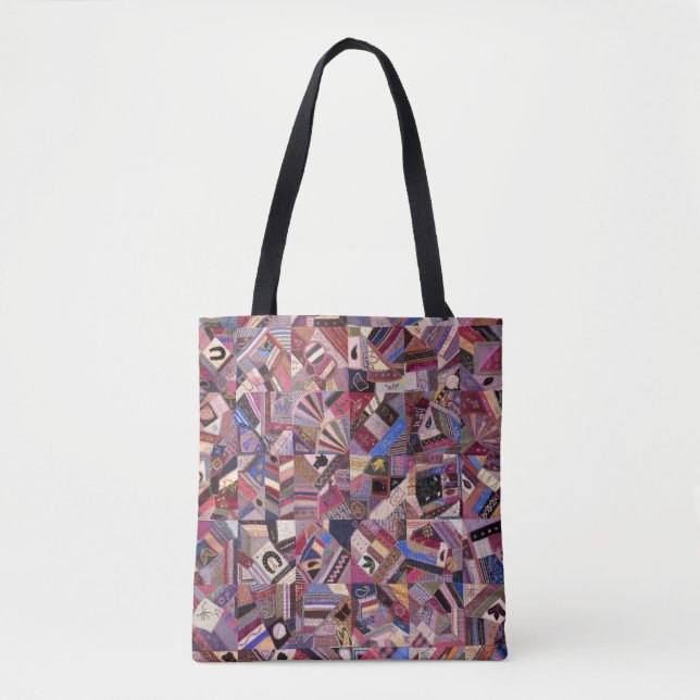 Colourful Vintage Crazy Quilt Tote Bag (Front)