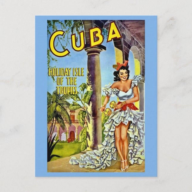 Colourful Vintage Cuba Travel Postcard (Front)