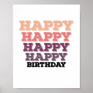 colourful vintage distressed happy birthday gift poster