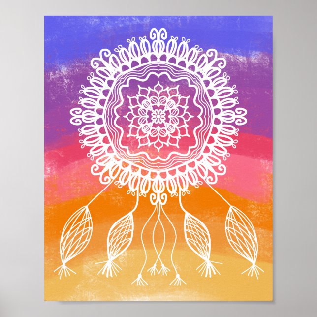 Colourful Vintage Dream Catcher Art Poster (Front)