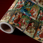 Colourful Vintage Father Christmas Collage Wrapping Paper<br><div class="desc">Colourful vintage repeating holiday pattern featuring collage of restored Victorian greeting card illustrations depicting festive scenes of Father Christmas.</div>