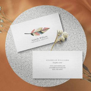 Colourful Vintage Feather Business Card