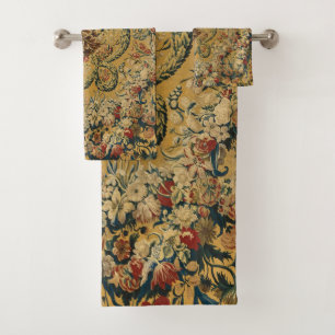 Colourful Vintage Floral Carpet Pattern Bath Towel Set