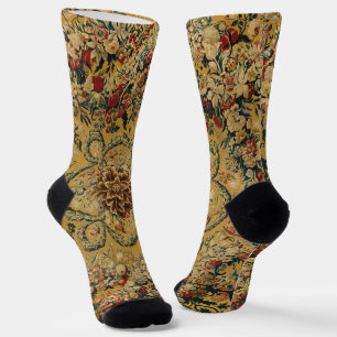 Colourful Vintage Floral Carpet Pattern Socks
