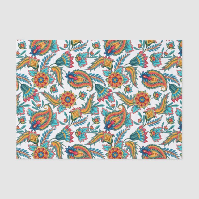 Colourful Vintage Floral Paisley Tissue Paper (Front)