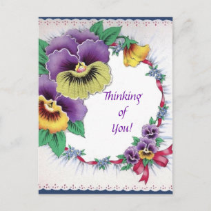 Colourful Vintage Floral Pansy Postcard