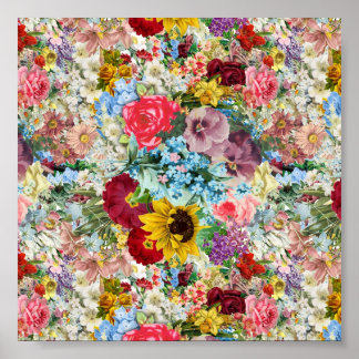 Colourful Vintage Floral Poster