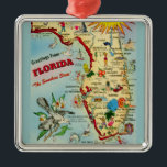 Colourful Vintage Florida Map Metal Tree Decoration<br><div class="desc">This is a terrific colourful vintage,  retro map of Florida repurposed as an ornament!</div>