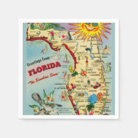 Colourful Vintage Florida Map