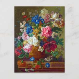 Colourful Vintage Flowers Art Painting Postcard