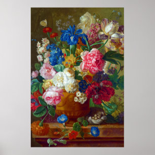 Colourful Vintage Flowers Art Painting Poster