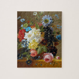 Colourful Vintage Flowers Vase Art Painting Jigsaw Puzzle