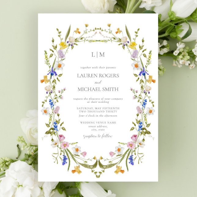 Colourful Vintage Garden Monogram Wedding Invitation (Wedding invitation!)