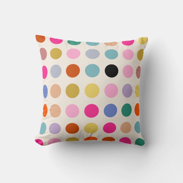 Colourful Vintage Geometric Dots Cushion (Front)