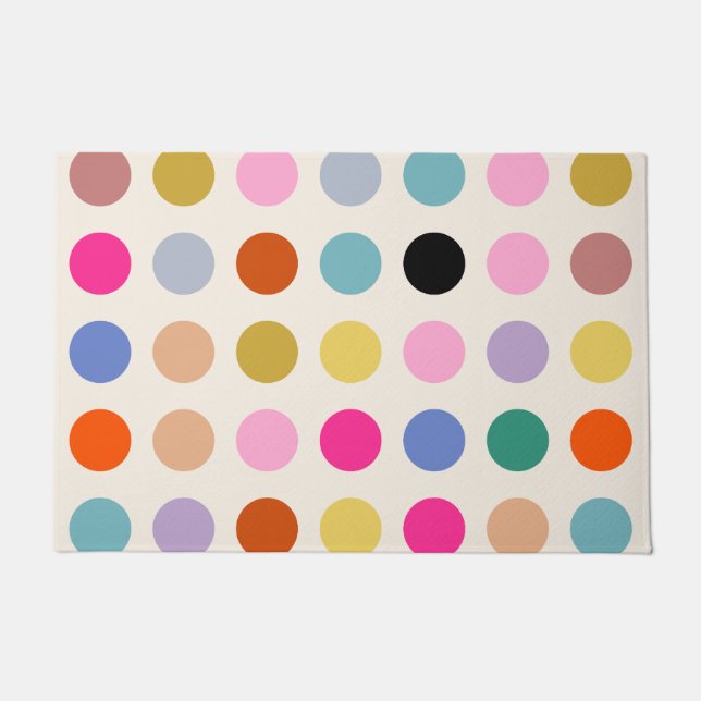 Colourful Vintage Geometric Dots Doormat (Front)