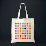 Colourful Vintage Geometric Dots Tote Bag<br><div class="desc">Colourful vintage geometric dots - retro design - cream white background and colourful dots in pink,  yellow,  green,  blue and orange.</div>