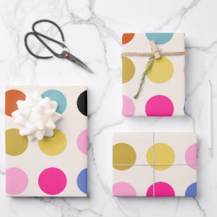 Colourful Vintage Geometric Dots Wrapping Paper Sheet