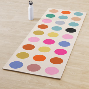 Colourful Vintage Geometric Dots Yoga Mat