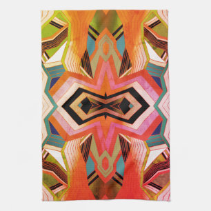 Colourful Vintage Geometric Vibes Tea Towel
