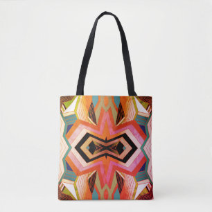 Colourful Vintage Geometric Vibes Tote Bag