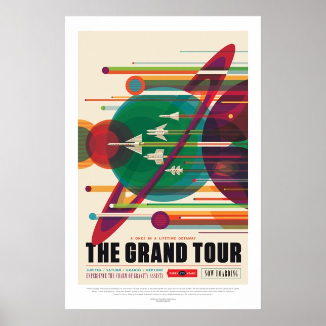 Colourful Vintage Grand Tour Space Travel Poster (Front)