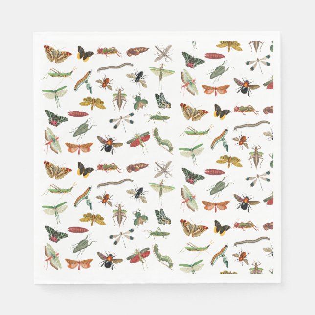 Colourful Vintage Insect Birthday Party Theme Napkin (Front)