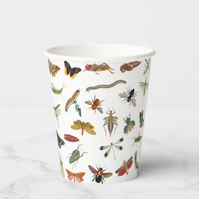 Colourful Vintage Insect Birthday Party Theme Paper Cups (Back)