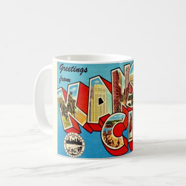 Colourful Vintage Kansas City Mug (Front Left)